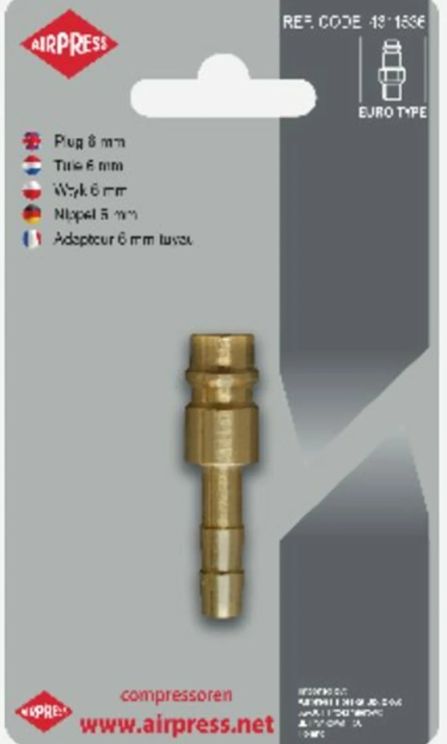 Airpress 4346837 - Insteeknippel 8mm Euro