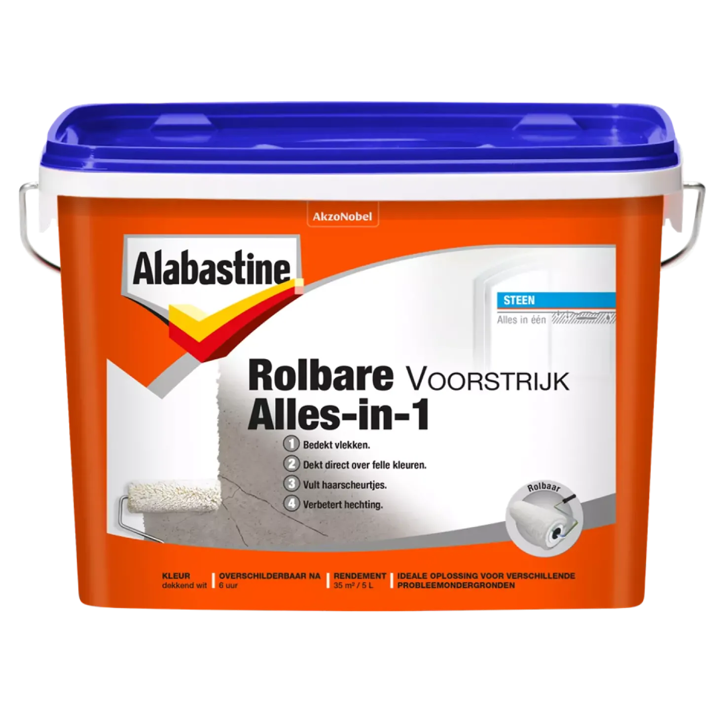 Alabastine Rolbare Voorstrijk Alles In 1 - Wit - 5L