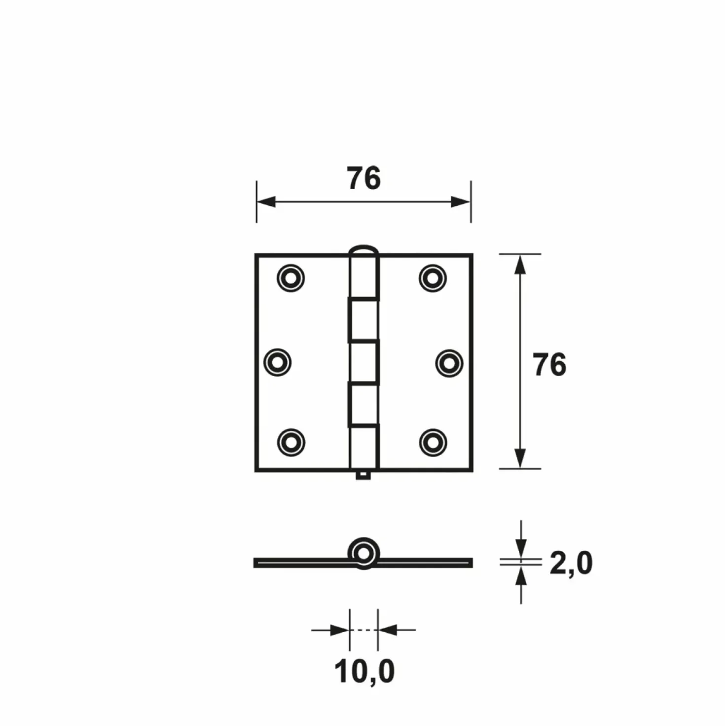 AXA 1103-24-23/E Scharnier - topcoat - 76 x 76 x 2mm
