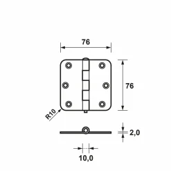 AXA 1105-24-23/E Scharnier - topcoat - 76 x 76 x 2mm
