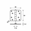 AXA 1105-25-23/E Scharnier - topcoat - 89 x 89 x 2,4mm
