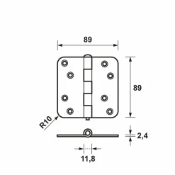 AXA 1105-25-23/E Scharnier - topcoat - 89 x 89 x 2,4mm