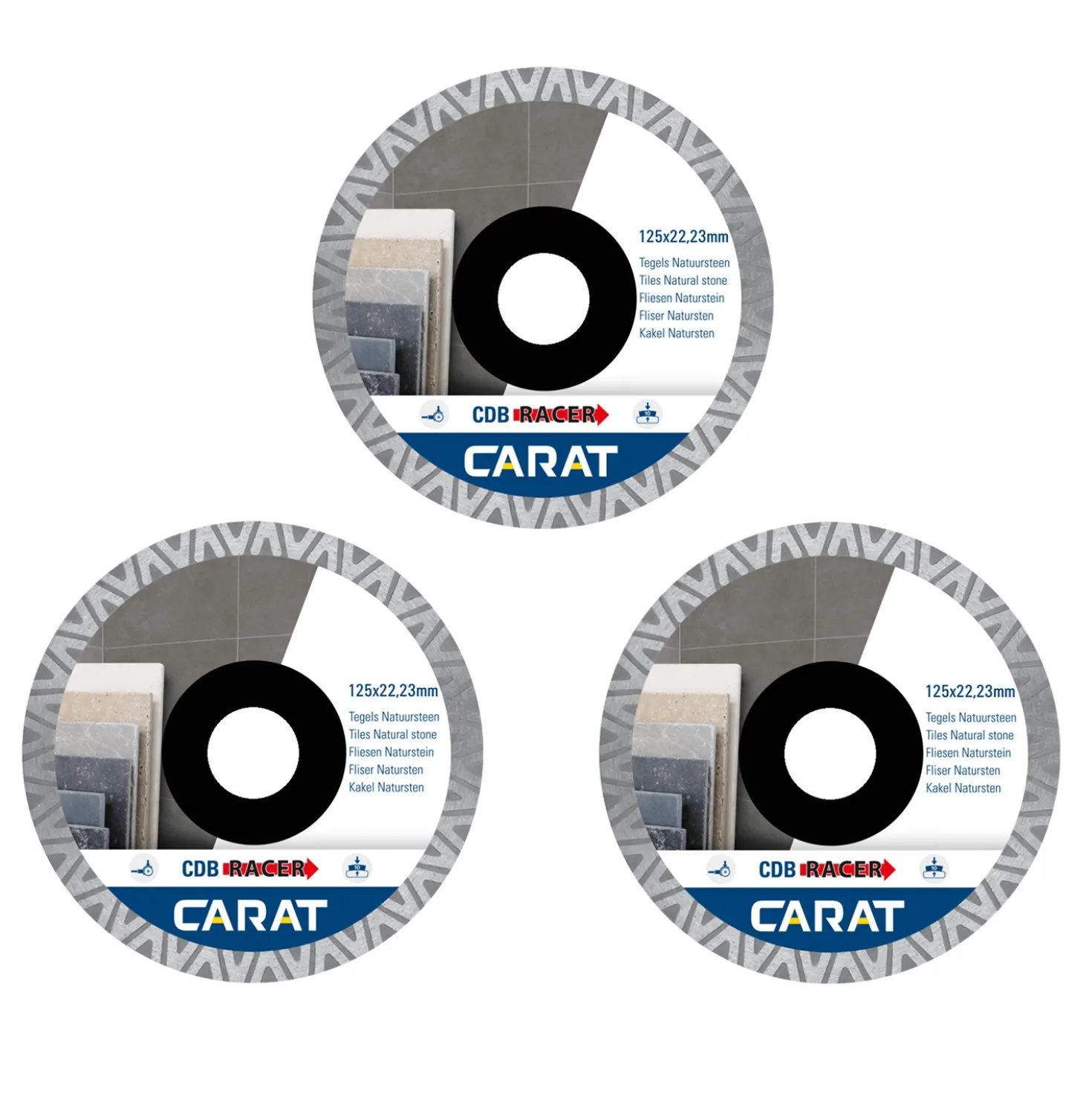 Carat CDBM125A25 3-pack diamantzaagbladen voor tegels - 125 x 22,23mm - CDBM Racer