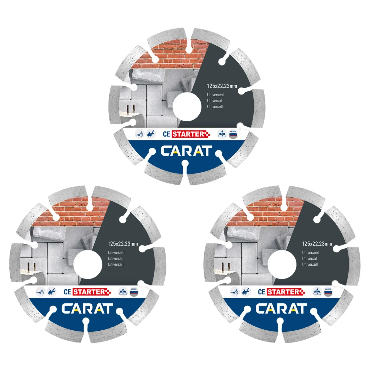 Carat CES1253A25 3-pack diamantzaagbladen uni - 125 x 22,23mm - CE Starter