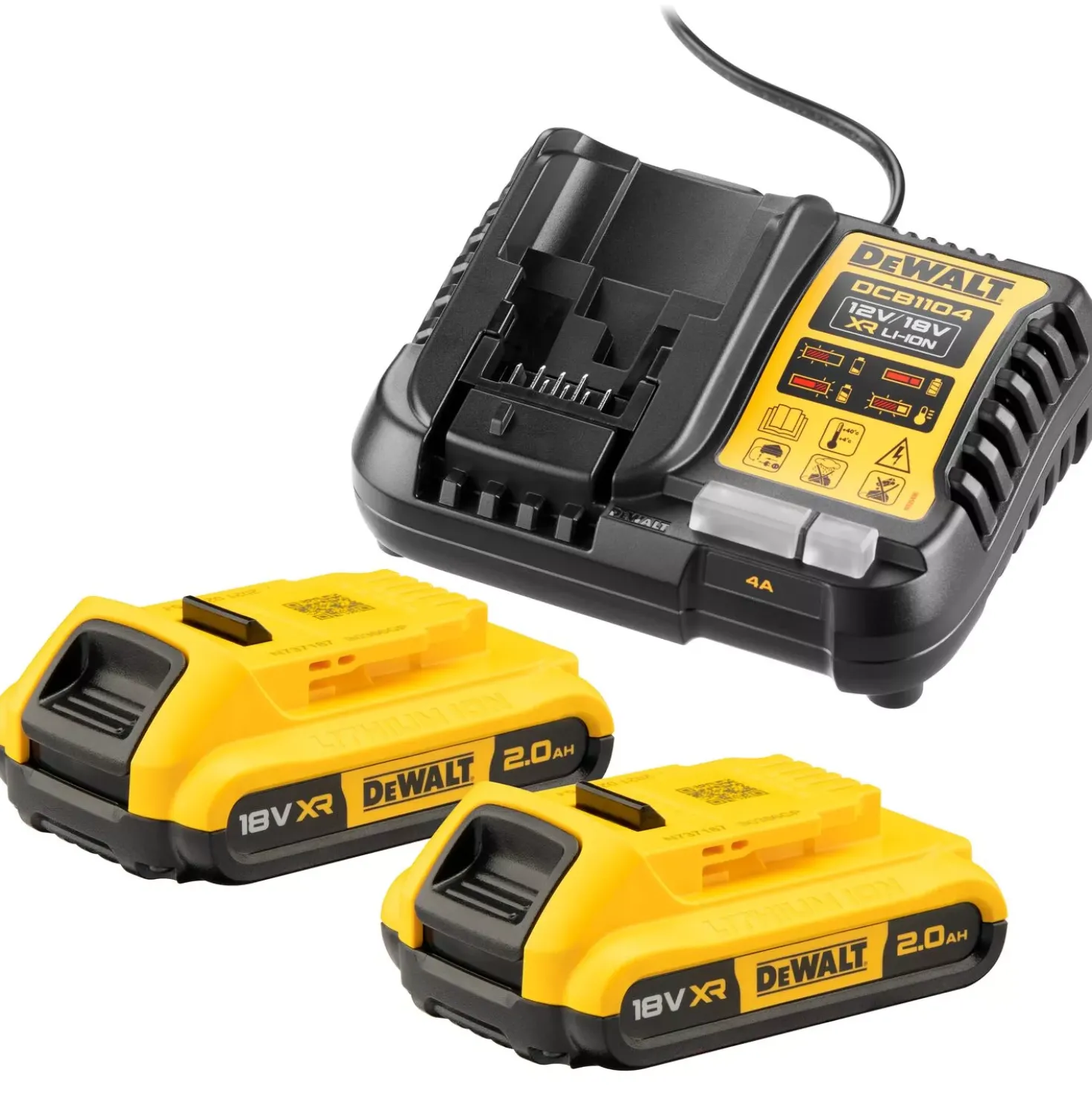 DeWALT DCB1104D2 18V Li-ion XR accu Starterset (2x 2.0Ah) + lader