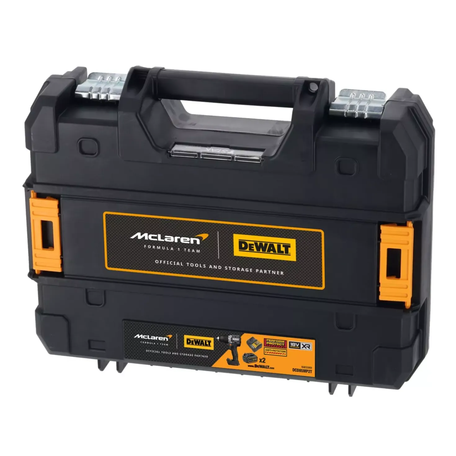 DeWALT DCD85MP2T-QW 18V Li-ion accu compacte klopboor-/schroemachine set (2x 5.0Ah accu) in TSTAK - McLaren edition