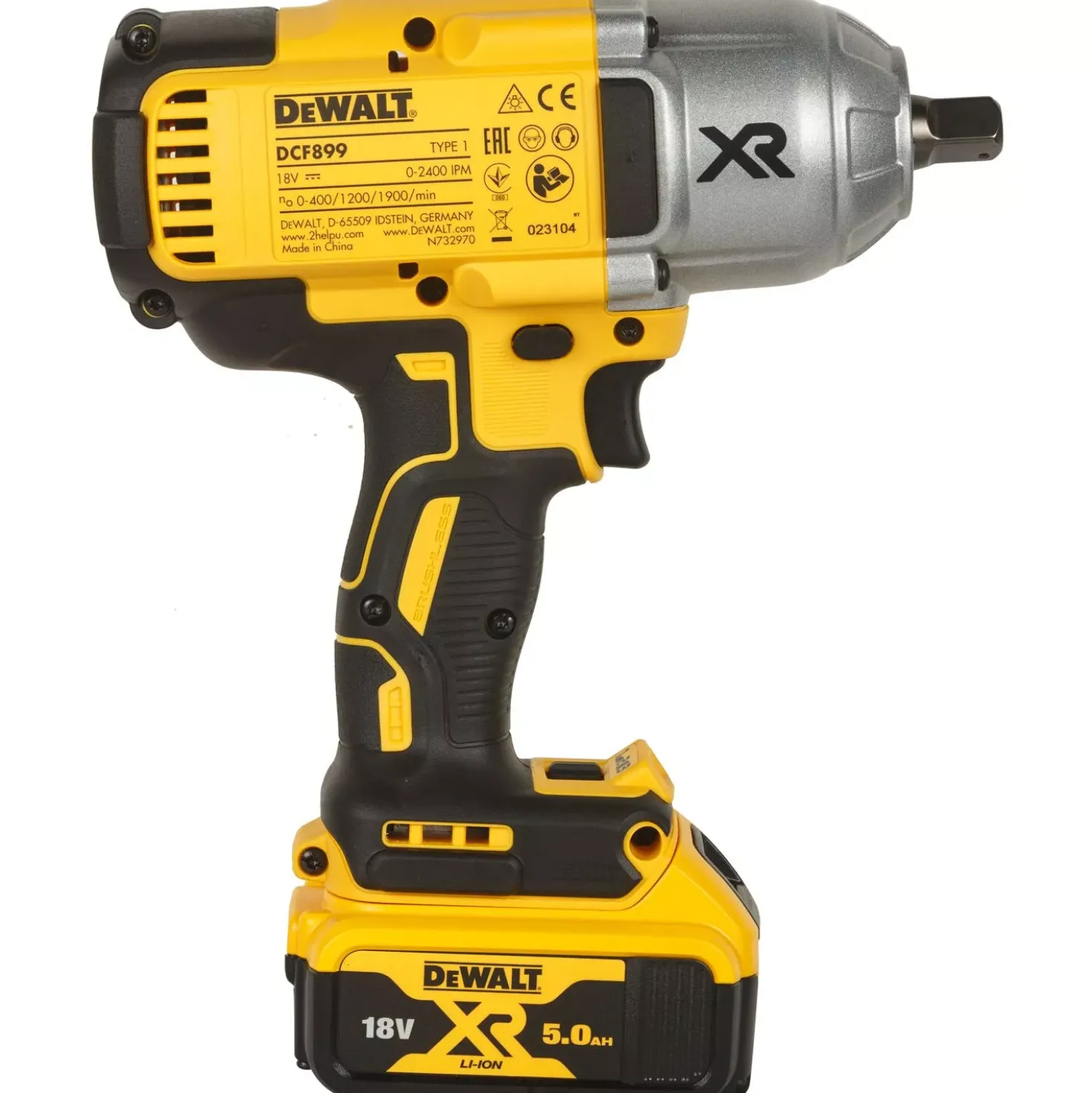 DeWALT DCF899P2-QW 18V Li-ion accu slagmoersleutel set (2x 5.0Ah accu) in TSTAK - 950Nm - 1/2" - koolborstelloos