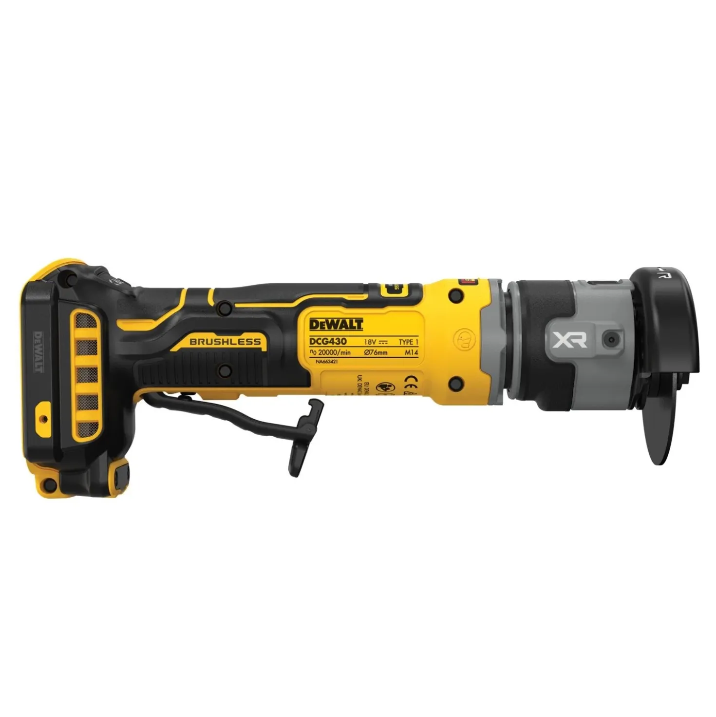 DeWALT DCG430N-XJ XR accu doorslijpmachine - 76mm