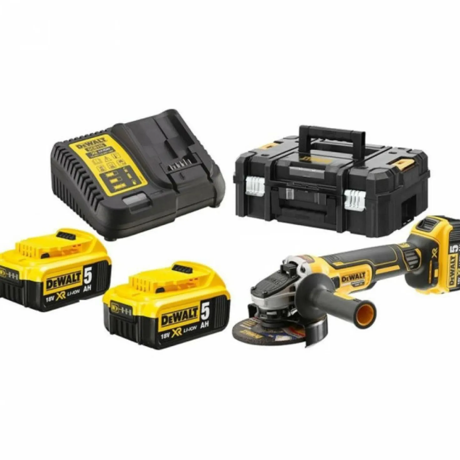 DeWALT DCG405P3 18V Li-ion XR accu haakse slijper set (3x 5.0Ah) in TSTAK - 125mm - koolborstelloos