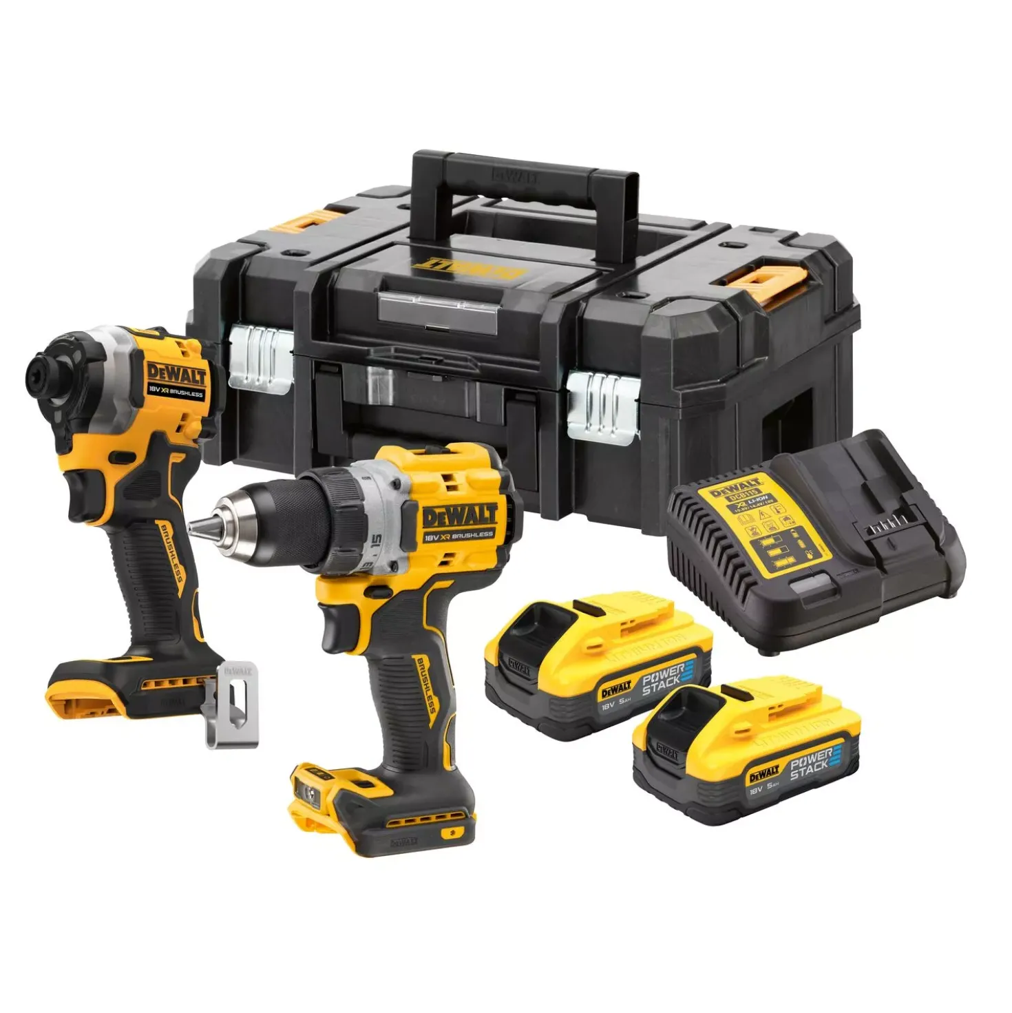 DeWALT DCK2051H2T-QW 18V Li-ion accu klopboormachine (DCD800N) & accu slagschroevendraaier (DCF850N) combiset (2x 5.0Ah accu) in TSTAK