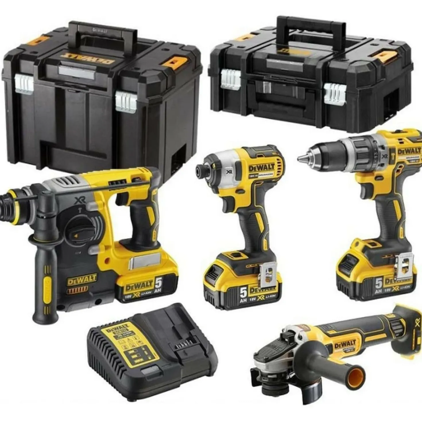 DeWALT DCK422P3T-QW 18V Li-ion XR accu 4-delige combiset (3x 5.0Ah) in 2 TSTAK koffers