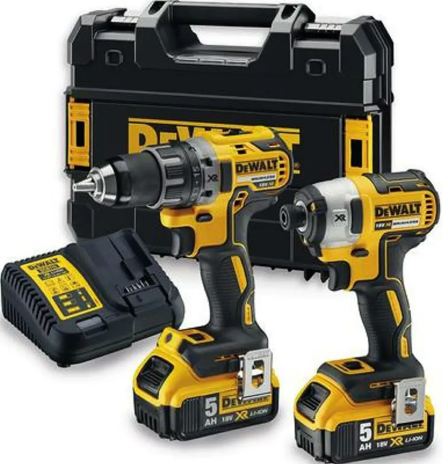 DeWALT DCK268P2T-QW 18V Li-ion XR accu boor-/schroefmachine (DCD791) & accu slagschroevendraaier (DCF887) combiset (2x 5,0Ah) in TSTAK - koolborstelloos