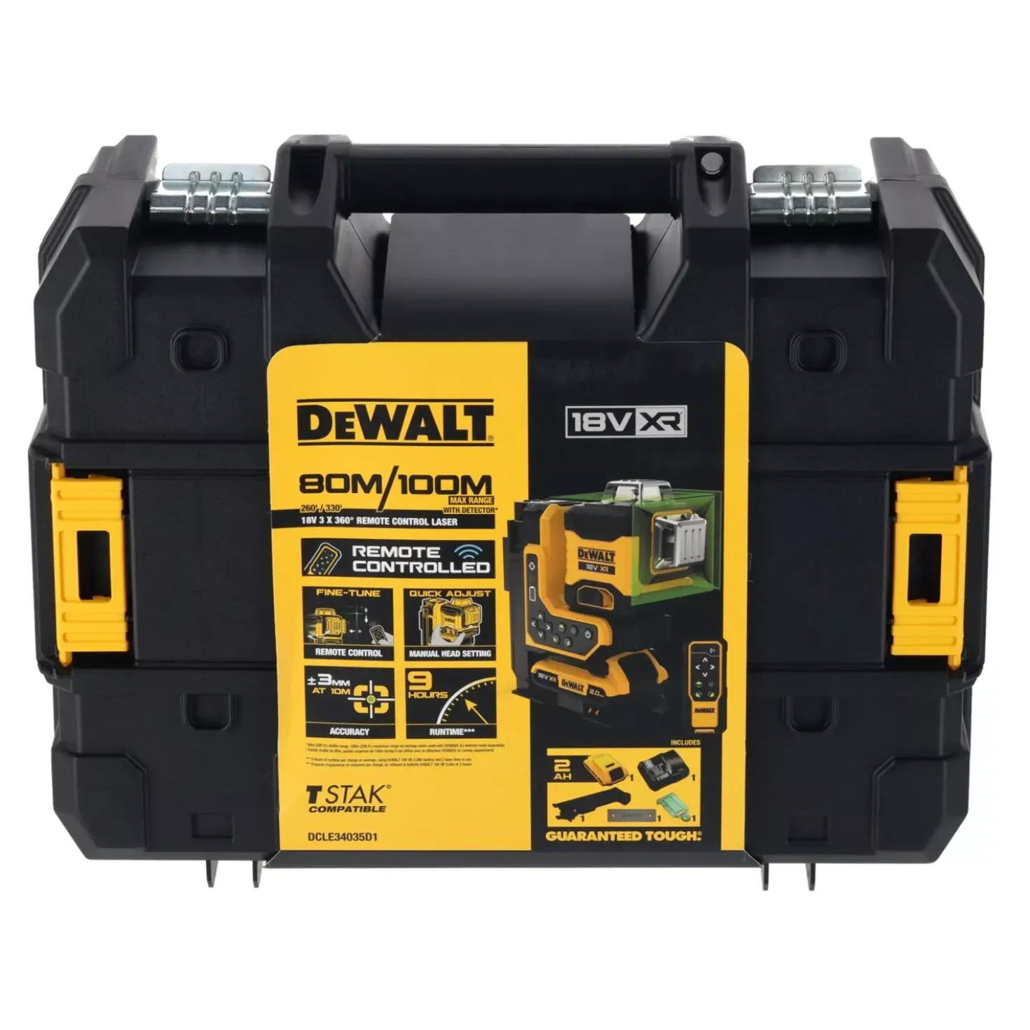 DeWALT DCLE34035D1-QW Kruislijnlaser in koffer - groen - 3 lijnen - 80m - IP54
