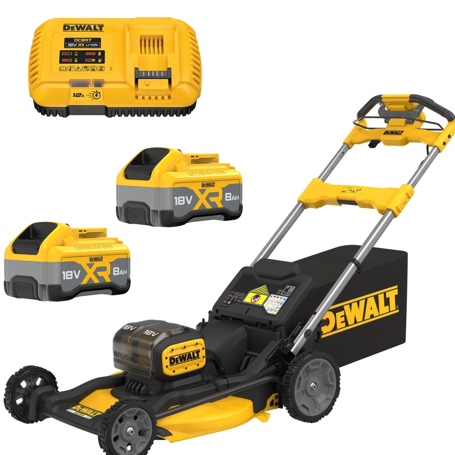 DeWALT DCMWSP156W2 18V XR Li-Ion Accu Grasmaaier set (2x 8.0Ah Accu) - Koolborstelloos - 53cm