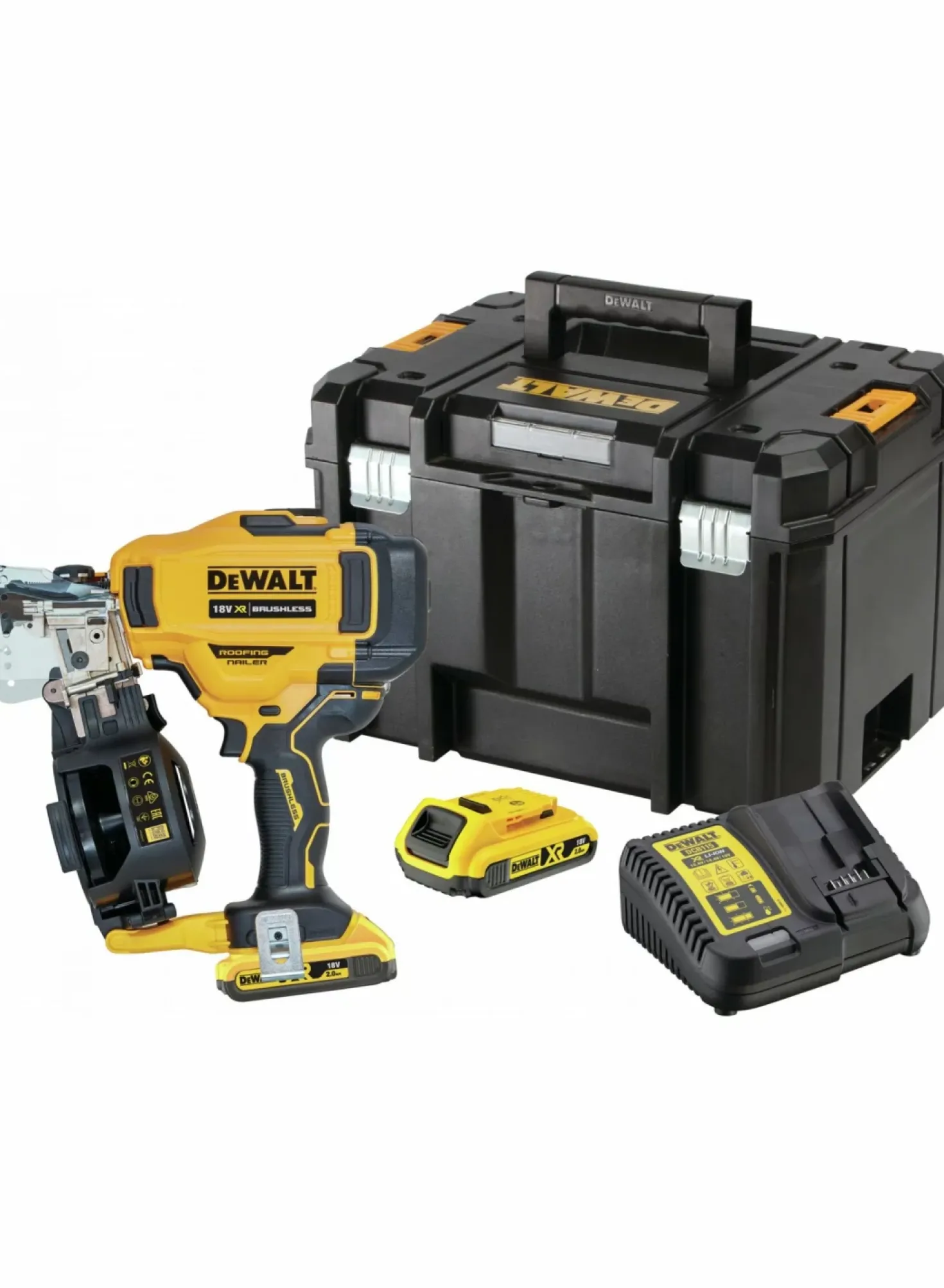 DeWALT DCN45RND2-QW 18V Li-ion XR accu rolspijktacker voor dakwerk set (2x 2.0Ah) in TSTAK - 19-45mm - koolborstelloos