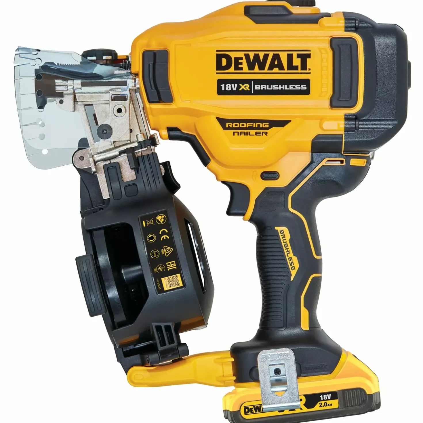 DeWALT DCN45RND2-QW 18V Li-ion XR accu rolspijktacker voor dakwerk set (2x 2.0Ah) in TSTAK - 19-45mm - koolborstelloos