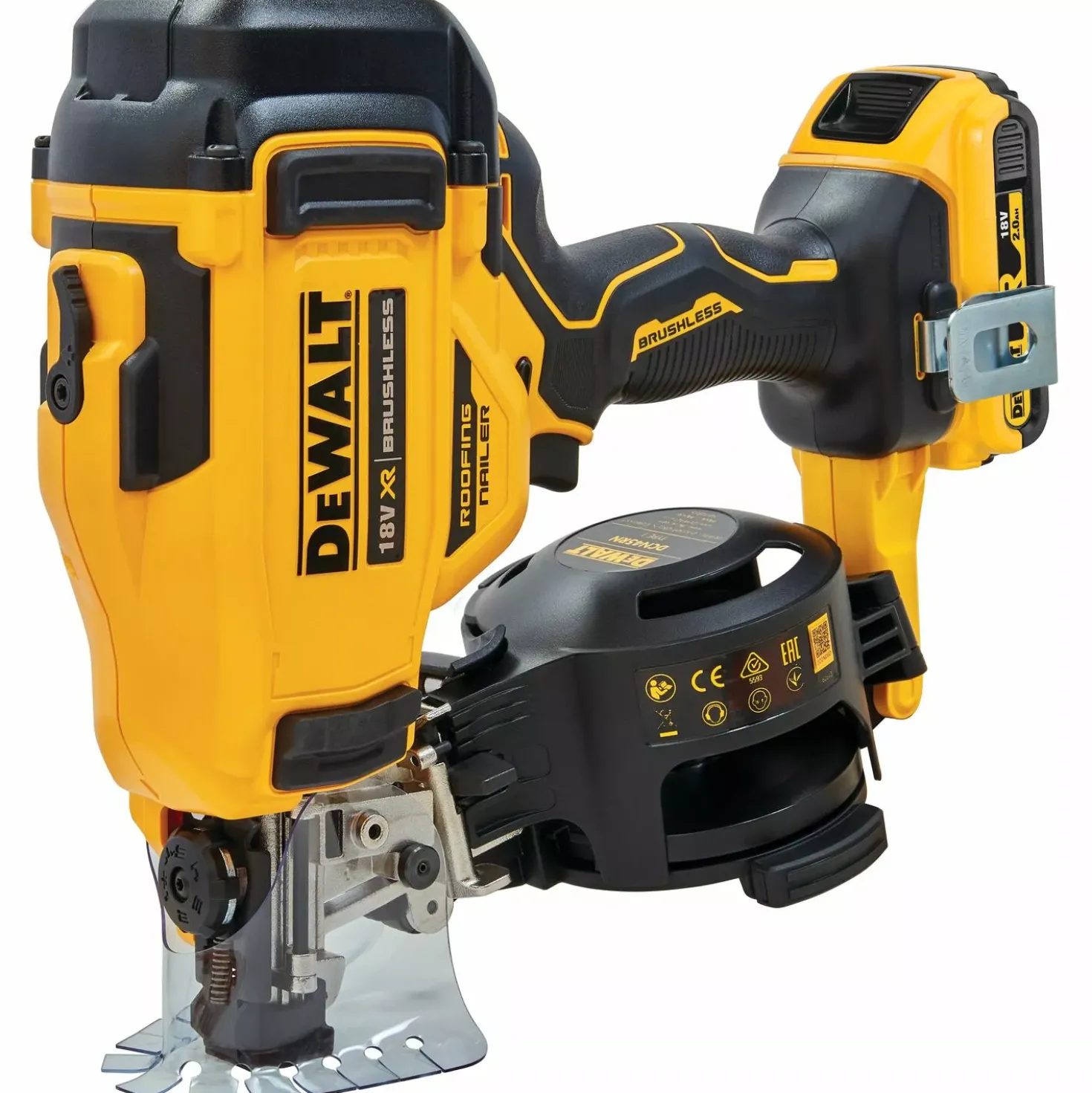 DeWALT DCN45RND2-QW 18V Li-ion XR accu rolspijktacker voor dakwerk set (2x 2.0Ah) in TSTAK - 19-45mm - koolborstelloos