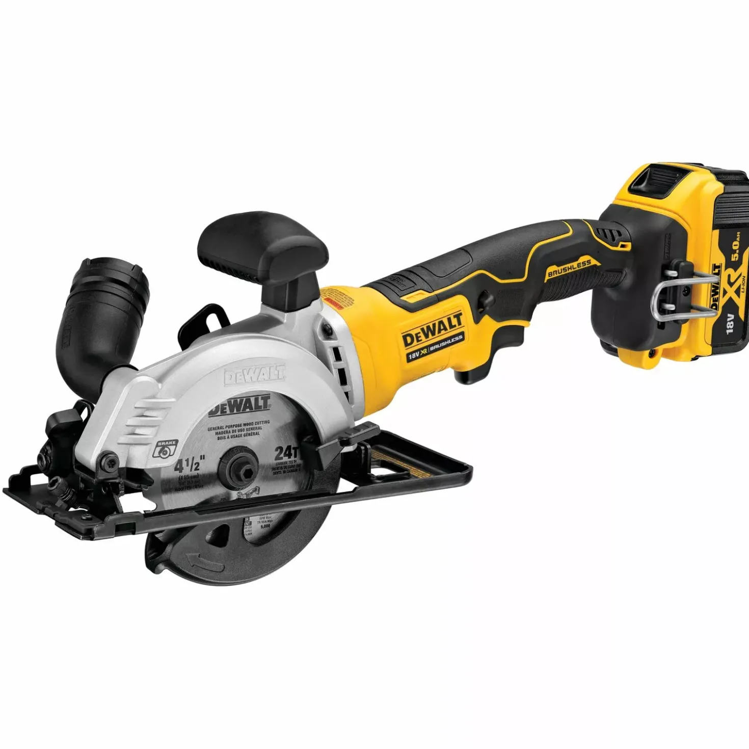 DeWALT DCS571P2-QW 18V Li-ion XR accu cirkelzaag set (2x 5.0Ah) in TSTAK - 115mm - koolborstelloos