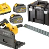 DeWALT DCS520T2R-QW 54V Li-ion XR FlexVolt accu invalzaag incl. geleiderail set (2x 6.0Ah) in TSTAK - snelwissel - koolborstelloos