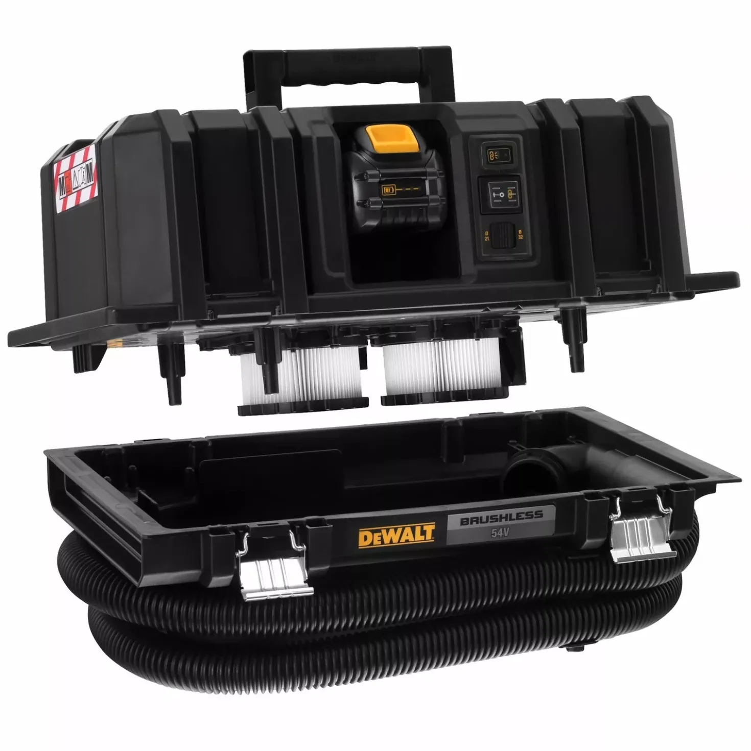 DeWALT DCV586MT2-QW 54V Li-ion XR FlexVolt accu bouwstofzuiger set (2x 6.0Ah) - Nat/Droog - 2000W - M-Klasse - 11L - Koolborstelloos