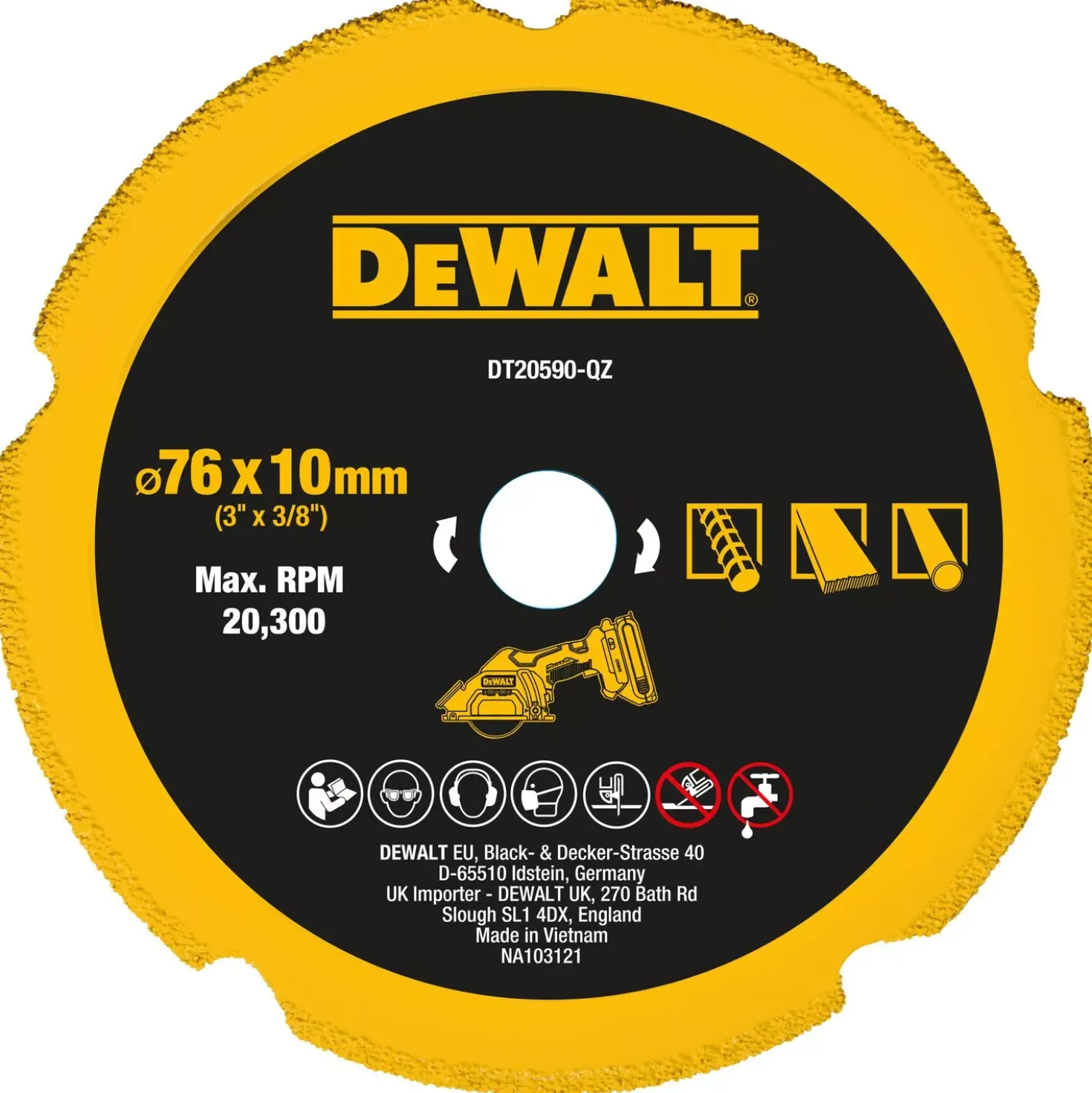 DeWALT DT20590 Diamantblad multimateriaal, Ø76x10mm