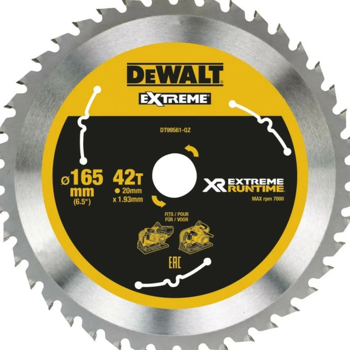 DeWALT DT99561-QZ Cirkelzaagblad - 165 x 20 x 42T - Hout