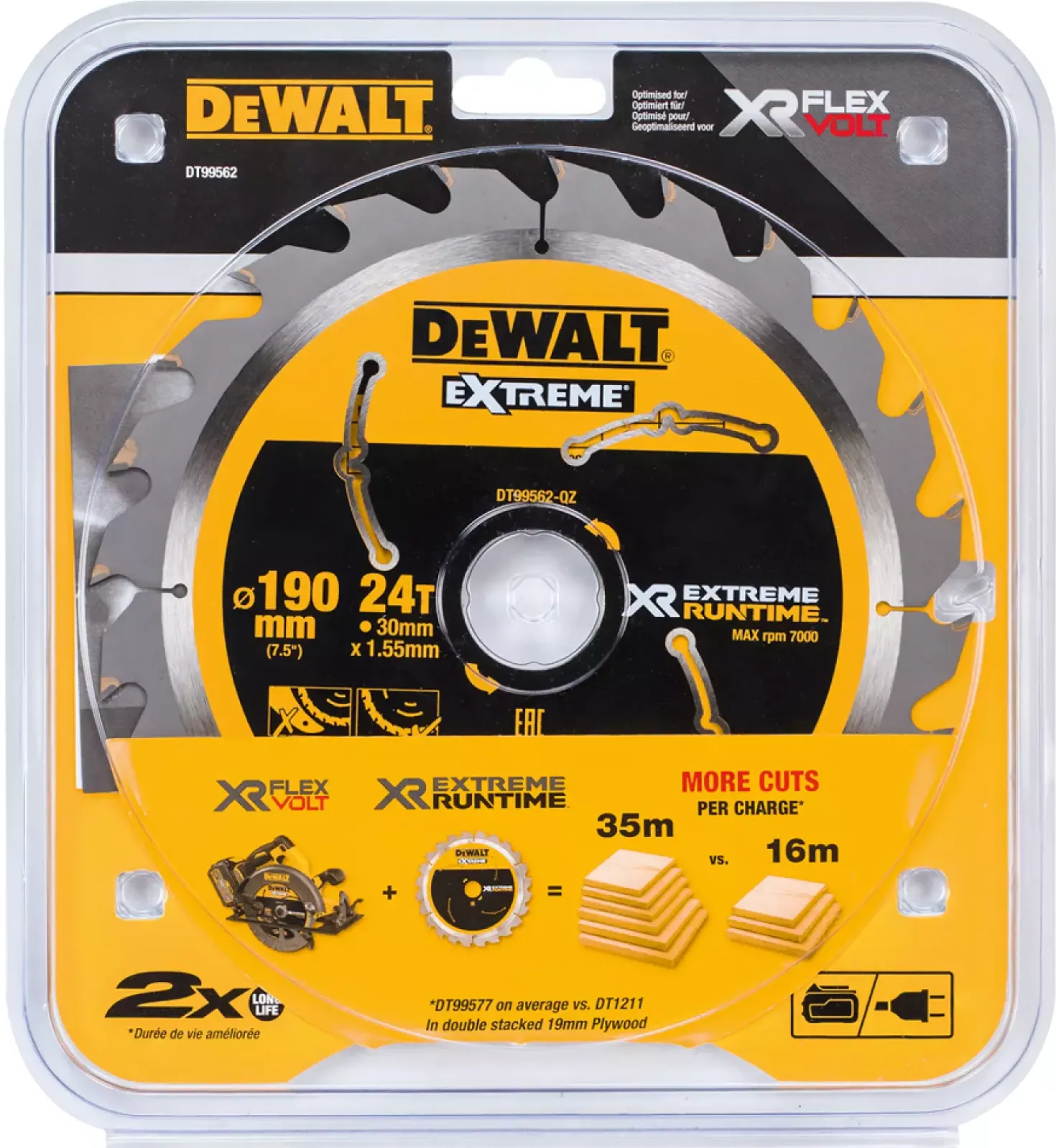 DeWALT DT99562-QZ Cirkelzaagblad - 190 x 30 x 24T - Hout