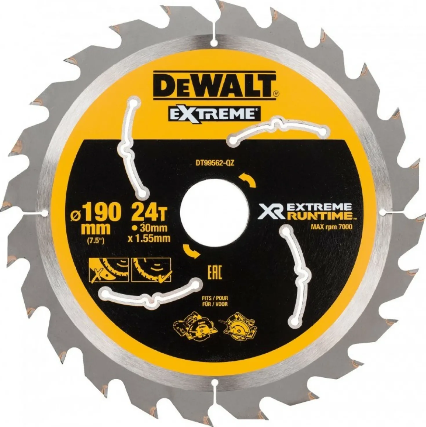 DeWALT DT99562-QZ Cirkelzaagblad - 190 x 30 x 24T - Hout