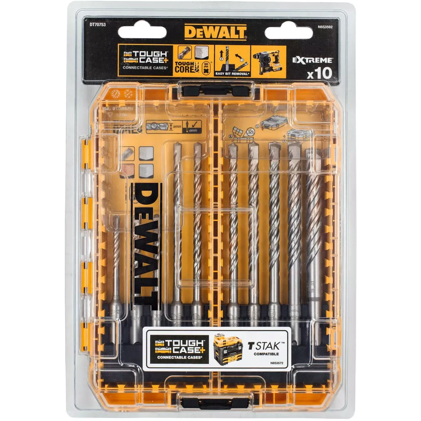 DeWALT DT70753-QZ SDS-Plus 10-delige betonborenset in cassette - 5/6/7/8/9/10/12mm