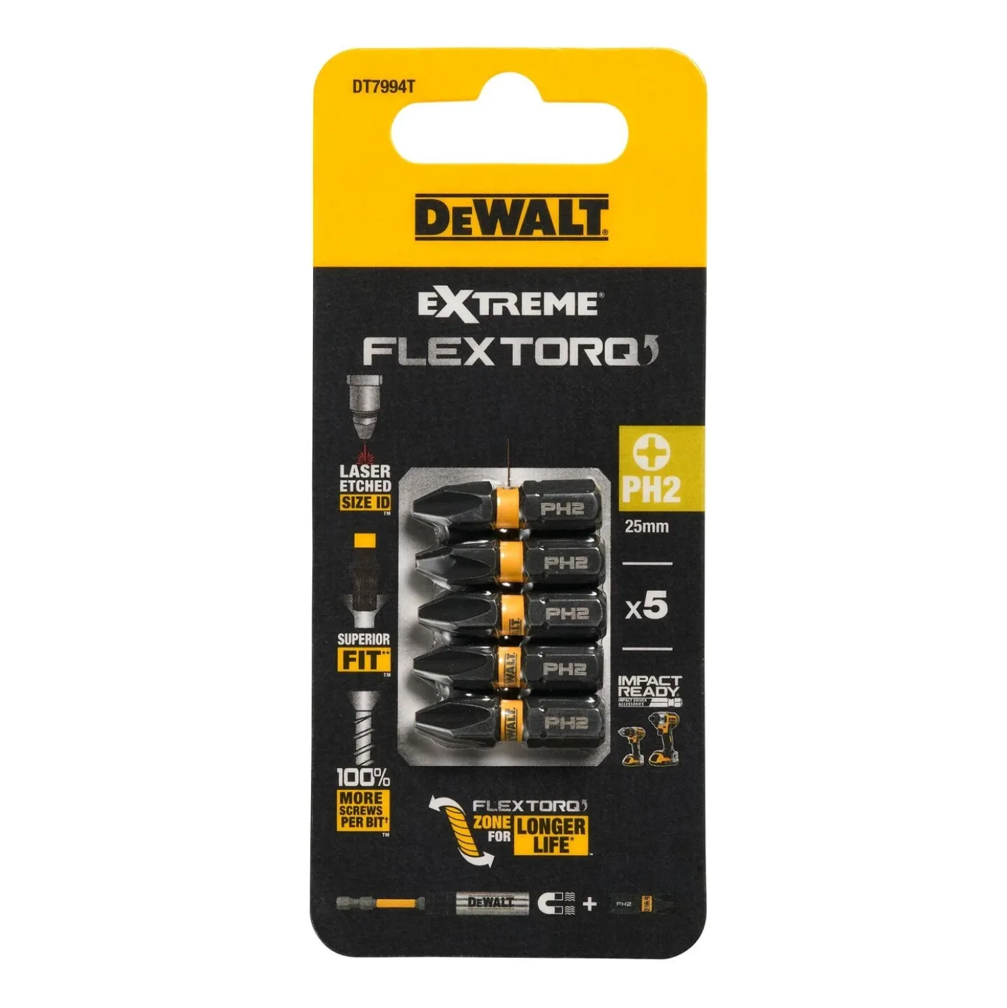 DeWALT DT7994T Impact schroefbits - PH2 x 25mm (5st)