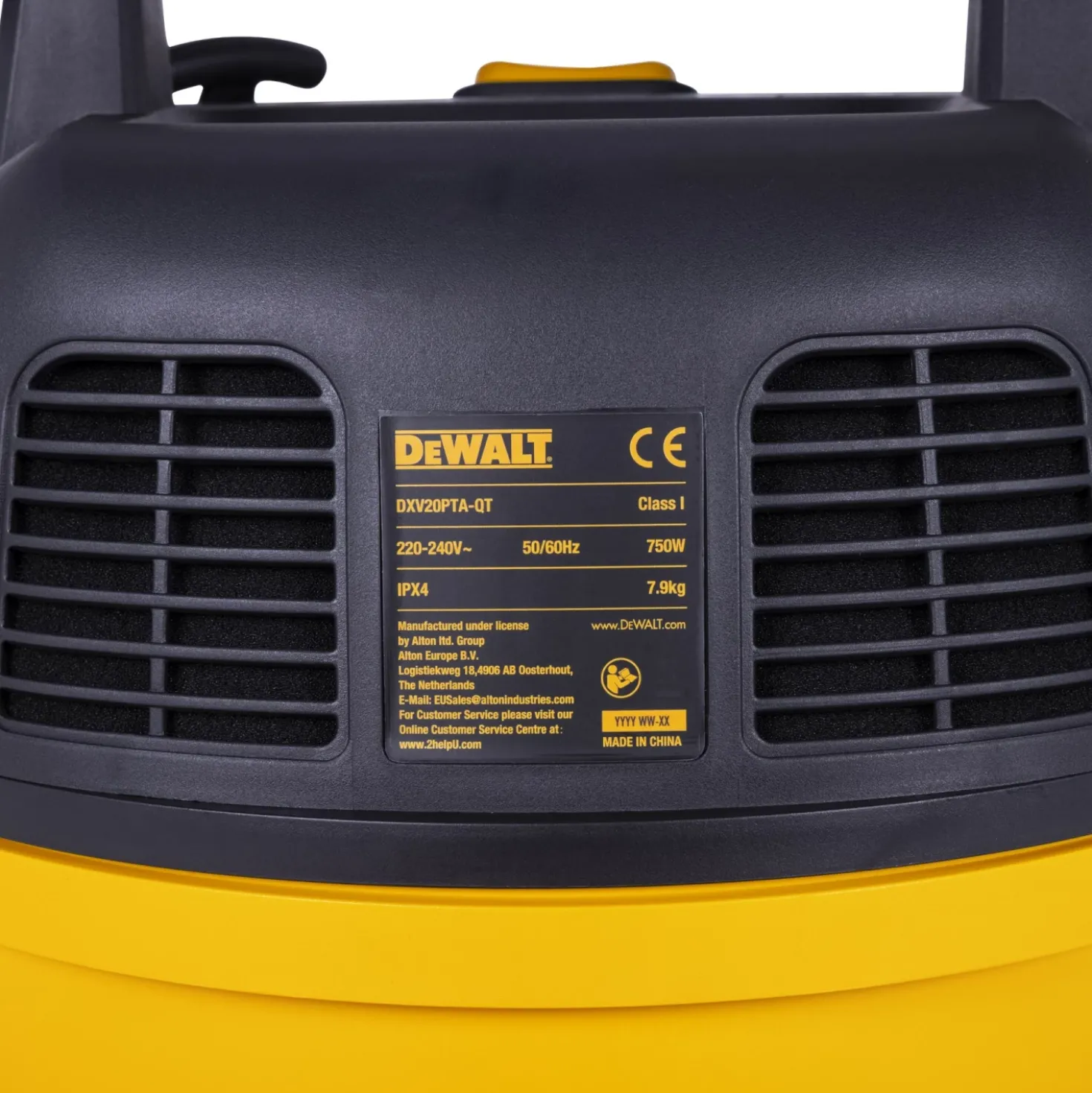 DeWALT DXV20PTA-QT Stofzuiger - 750W - 20L - PTA connectie