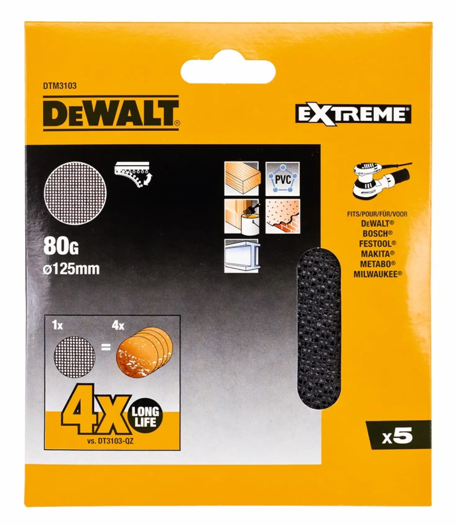 DeWALT Mesh schuurgaas 125mm 5st