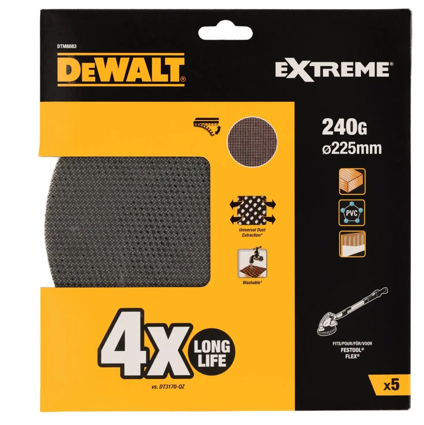 DeWALT Mesh schuurgaas 225mm 5st