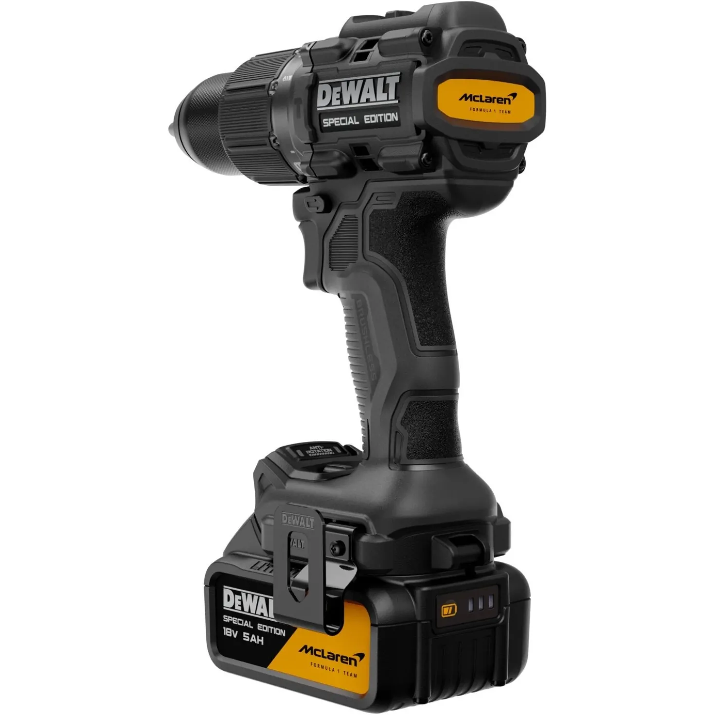 DeWALT X MCLAREN DCD86MP2T-QW 18V XR accu schroef-/klopboormachine set (2x 5.0Ah accu + lader)