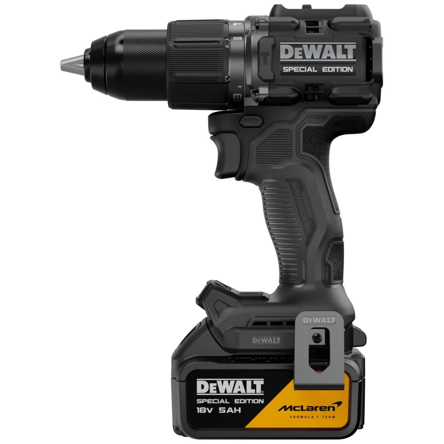 DeWALT X MCLAREN DCD86MP2T-QW 18V XR accu schroef-/klopboormachine set (2x 5.0Ah accu + lader)