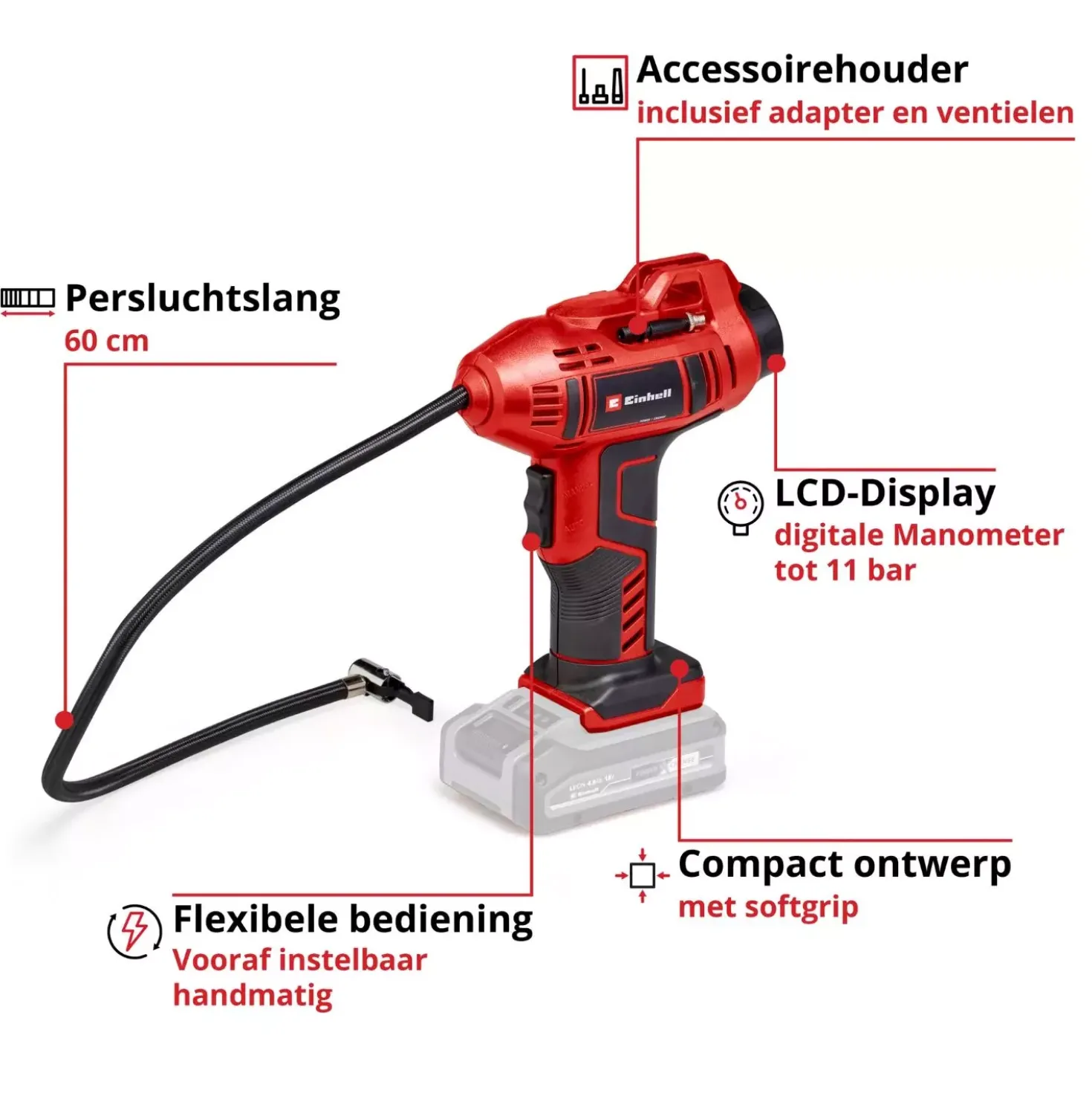 Einhell CE-CC 18 Li Solo - Accu Auto Luchtcompressor - Power X-Change