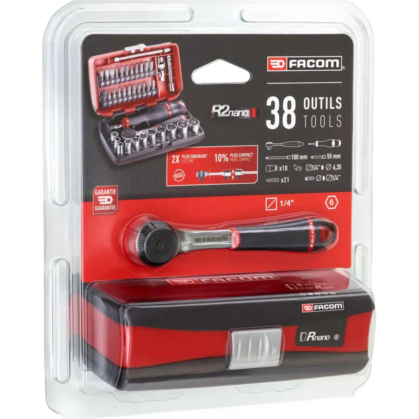 Facom R2NANOPB 38-delige Ratel- en doppenset in koffer - 1/4"