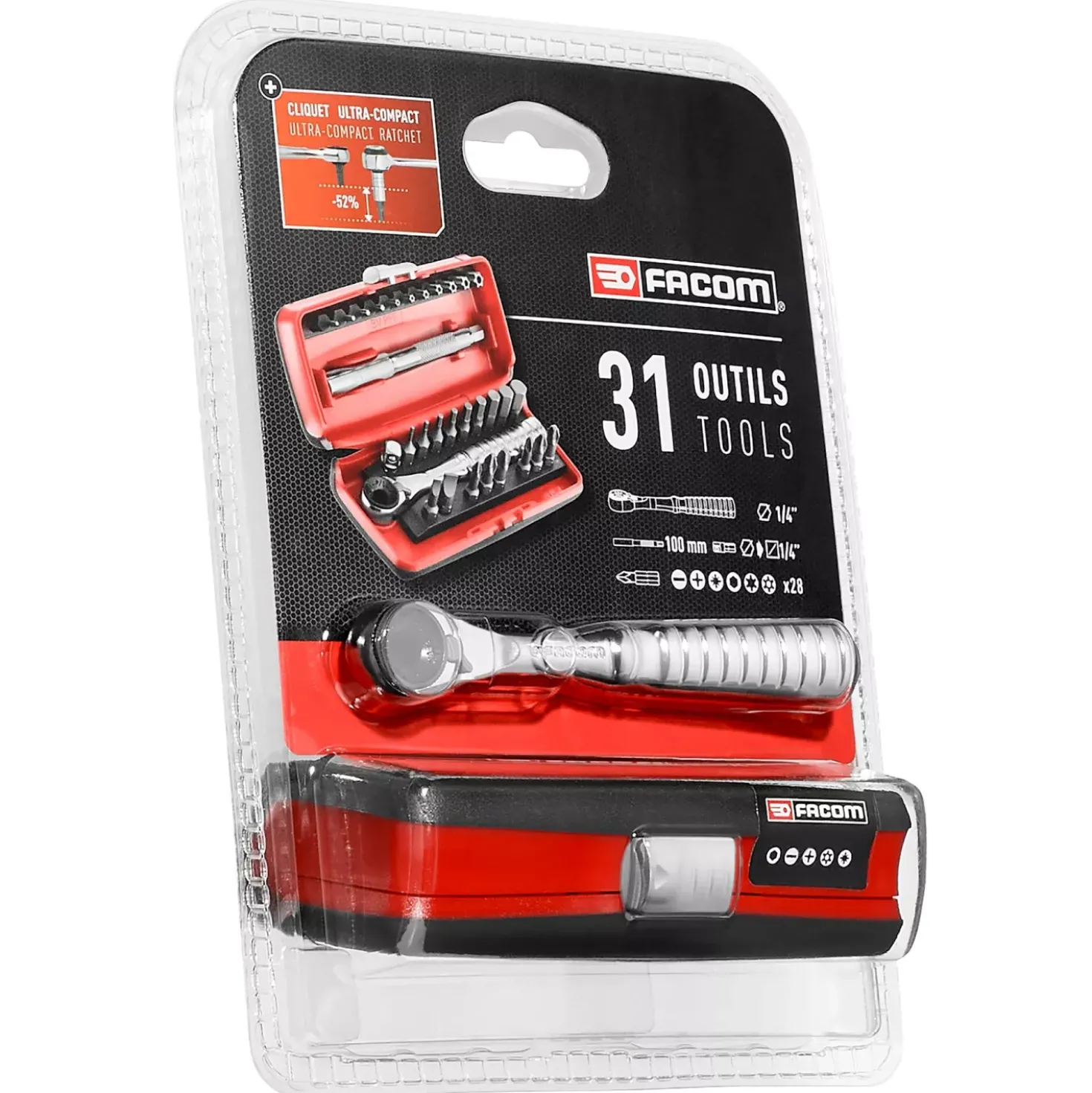 Facom R.PEJ31PB 31-delige Bitratel- en bitset in koffer - 1/4"