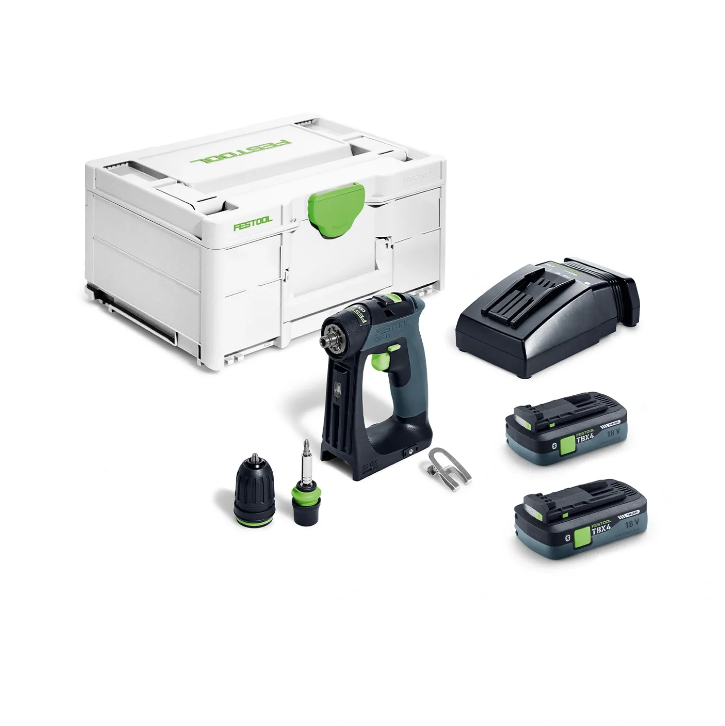 Festool 579345 CXS 18 TBX4,0 I-Plus 18V Li-ion accu schroefboormachine set (2 x 4,0Ah) in systainer
