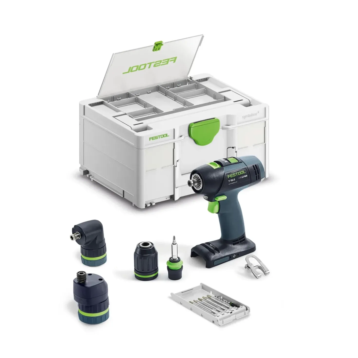 Festool T18+3 Basic-Set 18V Li-Ion accu schroefboormachine body incl. boorkoppen in systainer - 50Nm Festool