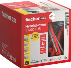 Fischer 577390 Nylon plug HybridPower 10 x 90 FUS met schroef (10st)