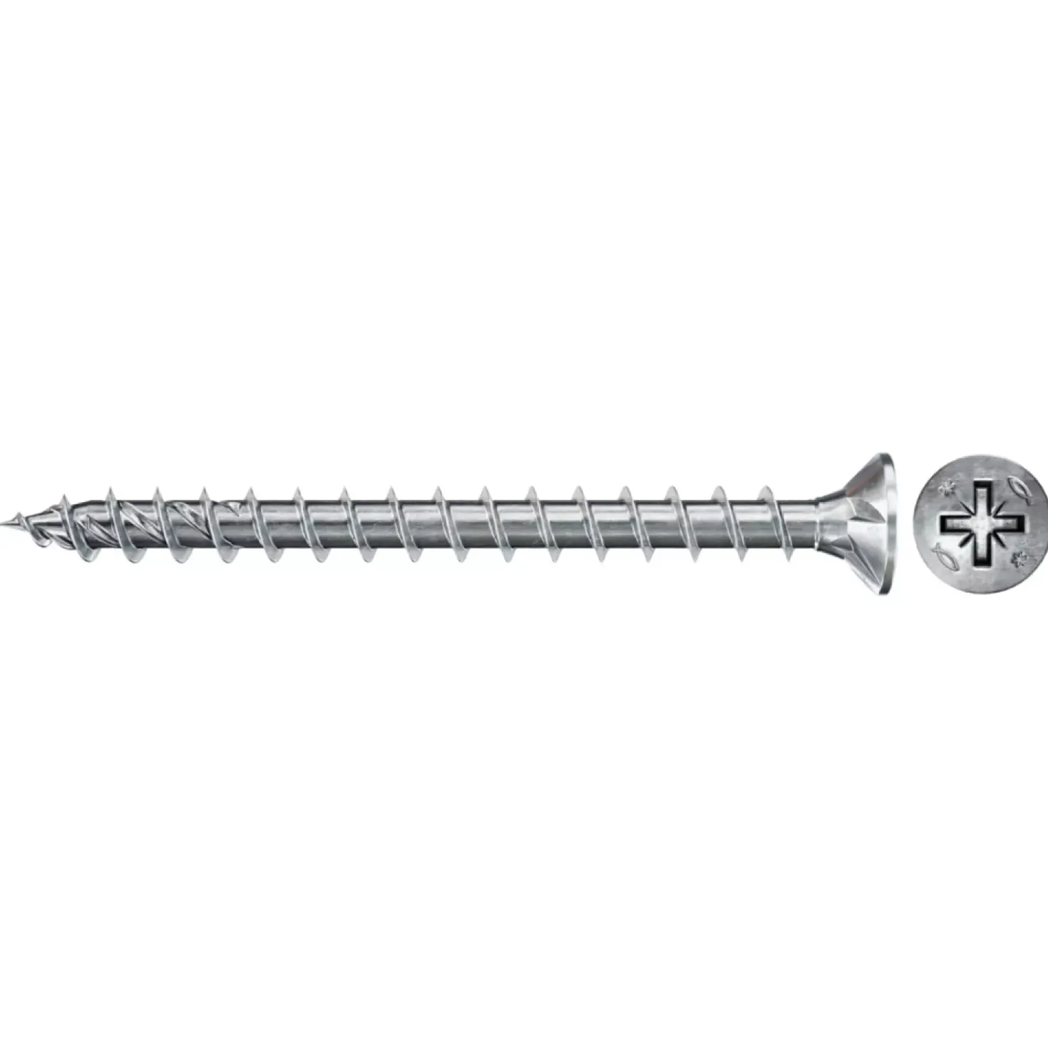 Fischer 670304 Spaanplaatschroef Power-Fast II - PZ2 - 4.5 x 50mm - Verzonken kop - Voldraad - Verzinkt (200st)