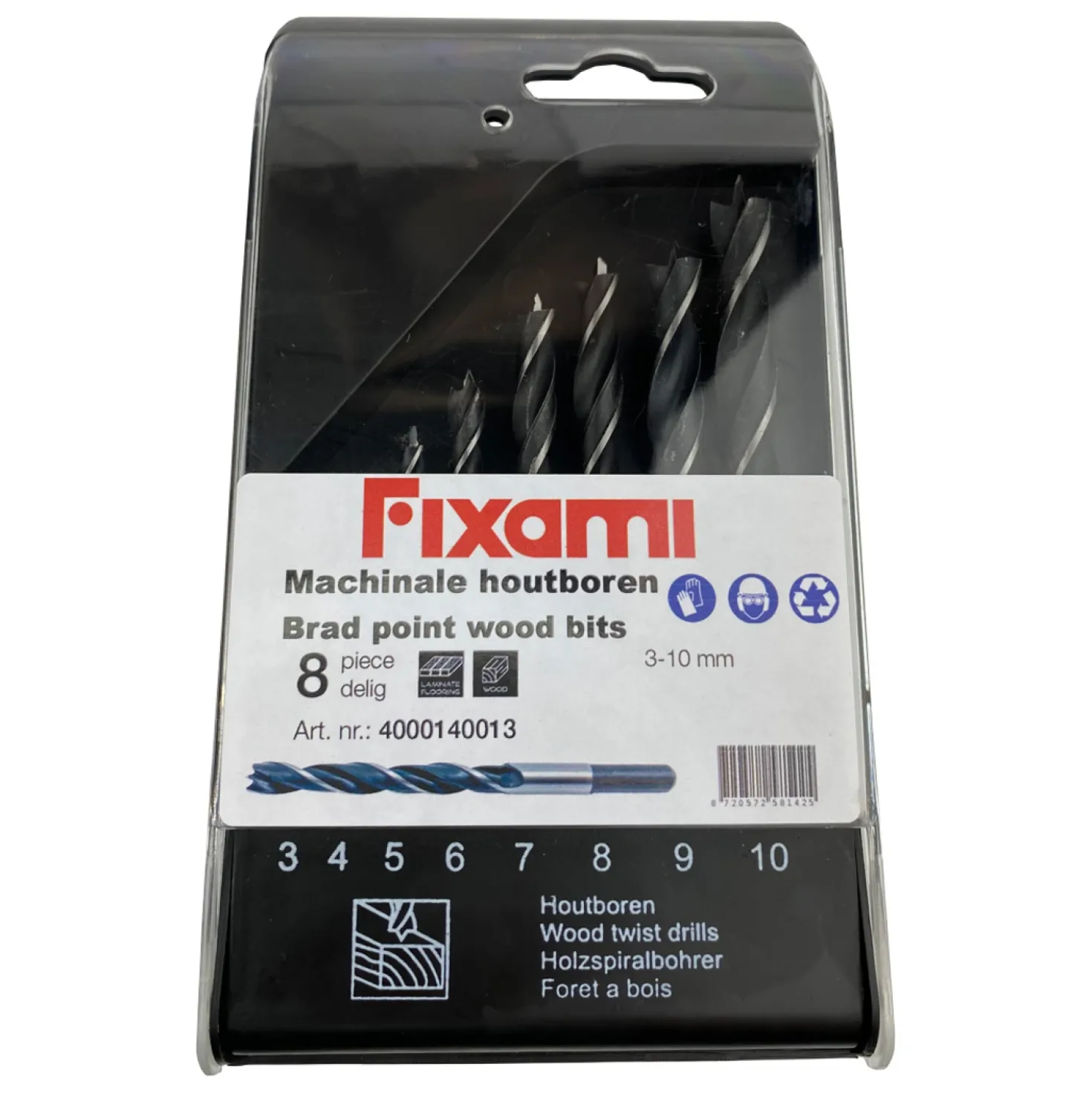 Fit-to-Fix 4000140013 8-delige Uni Machinale Houtborenset - kunststof - 3-4-5-6-7-8-9-10mm