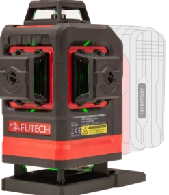 Futech Multicross 4D 18VMAX Electronic Kruislijnlaser incl. statief en afstandsbediening - groen - 4 lijnen - IP54