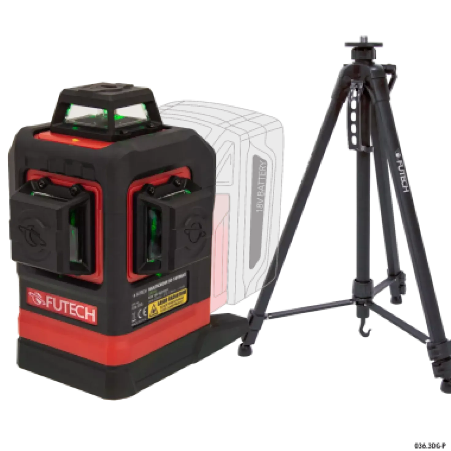 Futech Multicross 3D 18VMAX kruislijnlaser set incl. statief - groen - 70m - 3 lijnen