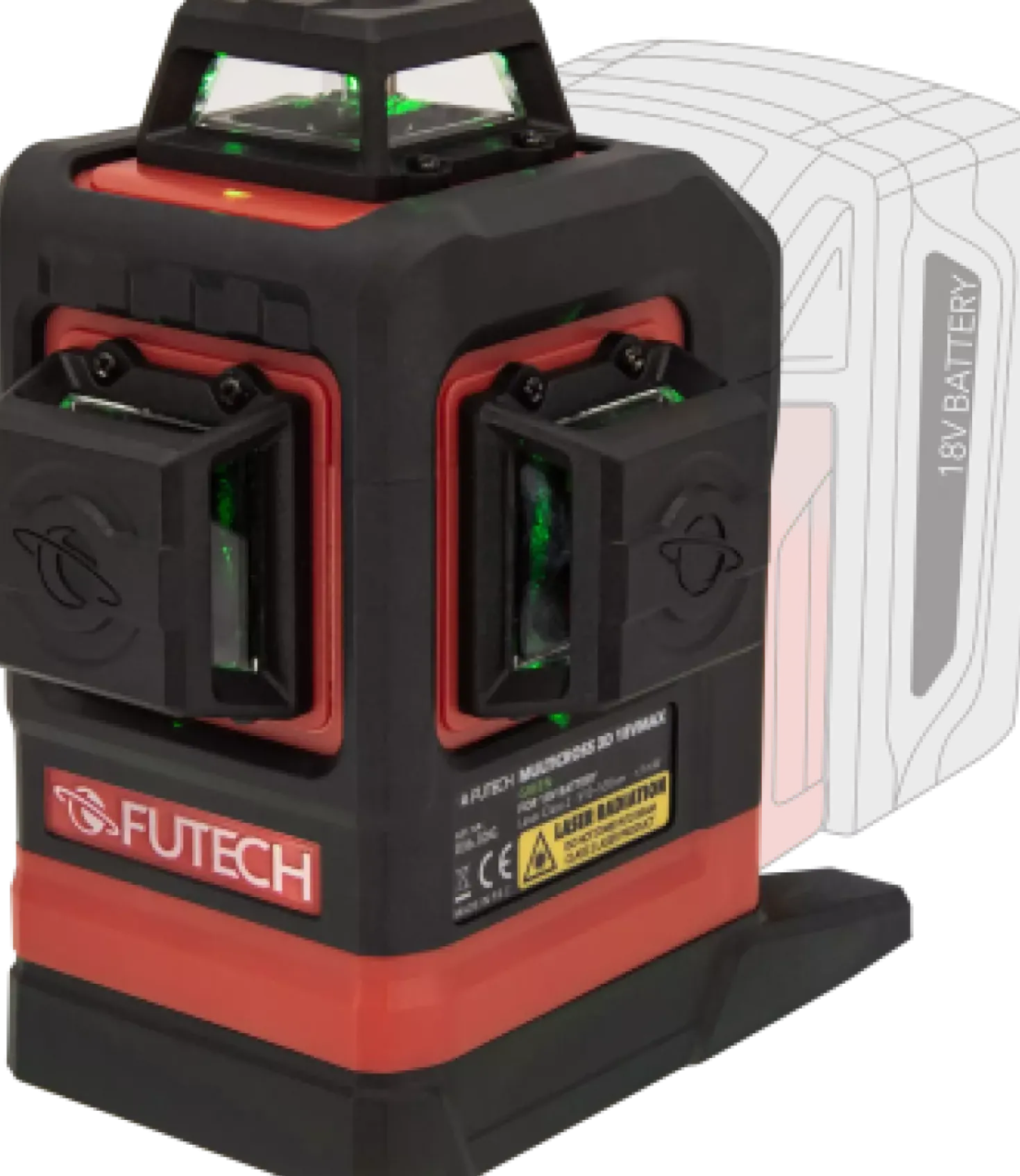 Futech Multicross 3D 18VMAX kruislijnlaser set incl. statief - groen - 70m - 3 lijnen