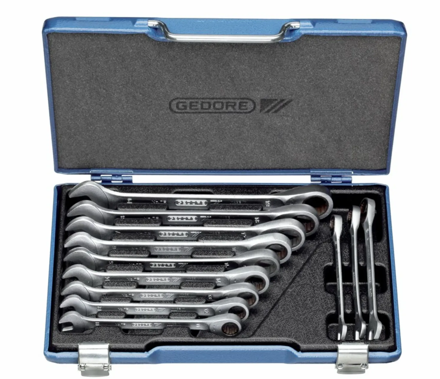Gedore 7 R-012 12-delige Ringratel-steeksleutelset - 8-19mm