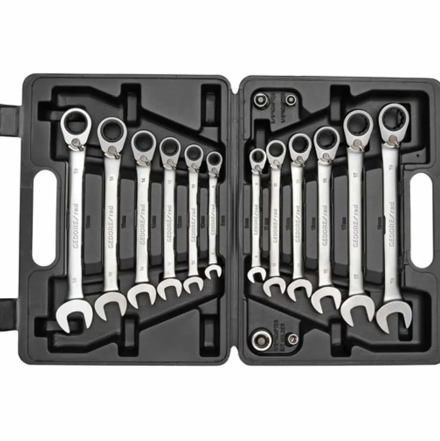 Gedore RED R07203016 16-delige Ringratel-steeksleutelset met adapters