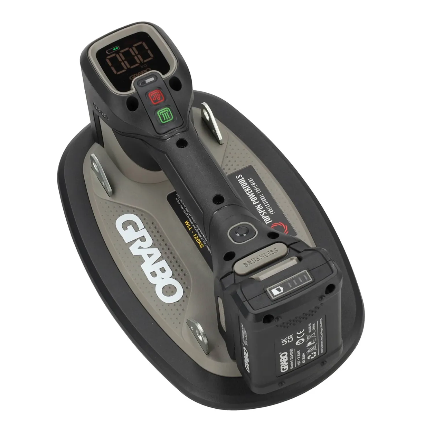 Grabo Pro Brushless Elektrische Vacuüm Tegeldrager Complete set in tas - 120kg