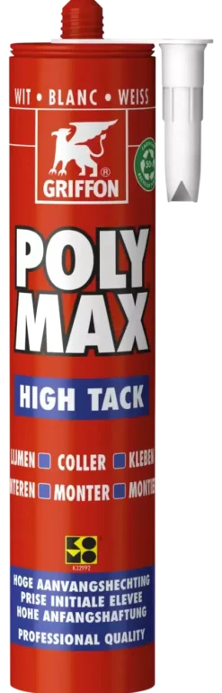 Griffon Poly Max High Tack Montagelijm - Wit - Koker - 425gr - 12 stuks